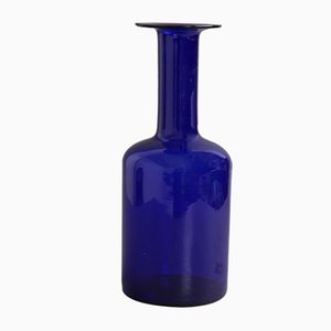 Danish Blue Glass Vase by Otto Bauer for Kastrup Glasværk, 1959