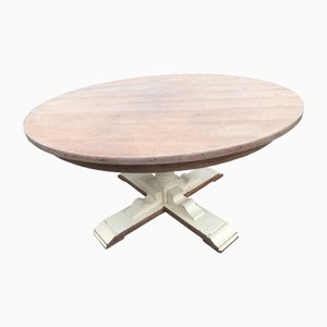 Table Basse Ronde en Placage de Chêne, 1970s