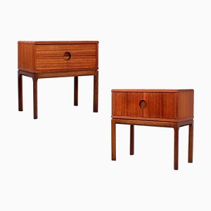 Comodini nr. 384 in teak di Aksel Kjersgaard per Odder, Danimarca, anni '50, set di 2