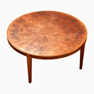 Round Etched Copper Coffee Table, 1970s