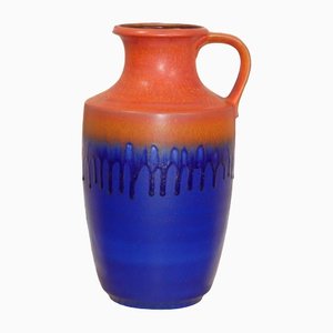 Jarrón 7064-45 grande de cerámica roja y azul de Carstens Tönnieshof, años 70
