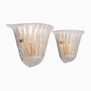 Murano Glass Wall Lamps attributed to Venini, Italy, 1970s, Set of 2