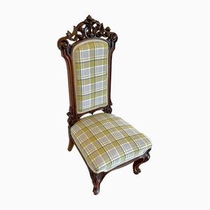Antique Victorian Carved Walnut Ladies Chair, 1860s