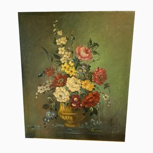 A Vanderman, Fleurs dans un Vase, 1890-1910, Huile sur Panneau, Encadrée