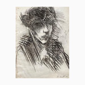 Otto Vautier, Dark Portrait, 1890-1910, Carboncillo