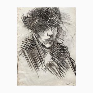 Otto Vautier, Portrait Sombre, 1890-1910, Dessin au Fusain