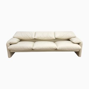 Leather Maralunga 3-Seat Sofa by Vico Magistretti for Cassina
