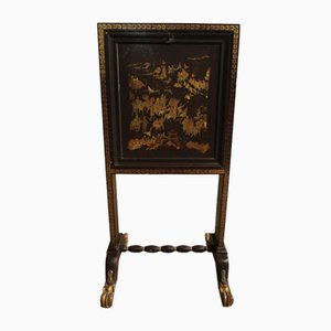 19th Century Chinese Napoleon III Lacquer & Gilt Writing Desk Easel Frame & Turned Stretcher