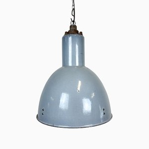 Lampe à Suspension Bauhaus Industrielle en Émail Gris, 1950s