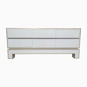 White Credenza with Brass Details by Alain Delon for Maison Jansen, France, 1975