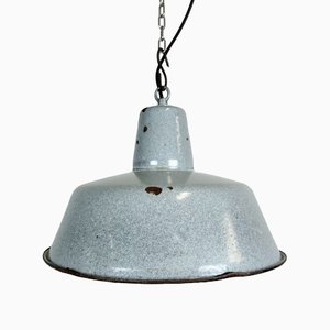 Industrielle Fabriklampe aus grauer Emaille, 1960er