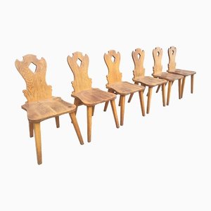 Brutalist Oak Dining Chairs, 1960, Set of 6