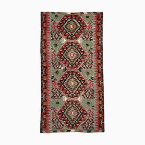 Tapis Kilim Vintage Rouge en Coton