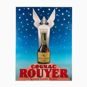 Póster publicitario francés vintage de alcohol de Cognac Rouyer, 1945