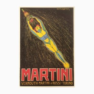 Vintage Italian Alcohol Advertising Poster by Muggiani for Vermouth Martini, 1980s