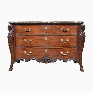 Antique Victorian Chippendale Style Serpentine Chest of Drawers in Mahogany, 1890s