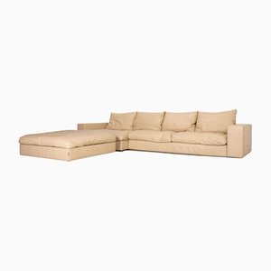 Cream Leather Flexform Corner Sofa from Groundpiece
