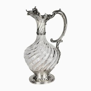 19th Century Glass Wine Jug in Silver, France