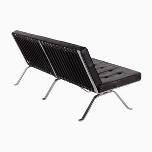 Mid-Century Modern Sofa in Black Leather and Chrome by Hans Eichenberger, 1969