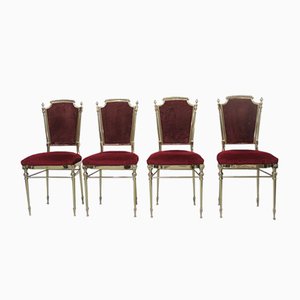 Italian Style Solid Brass Chairs, 1959, Set of 4