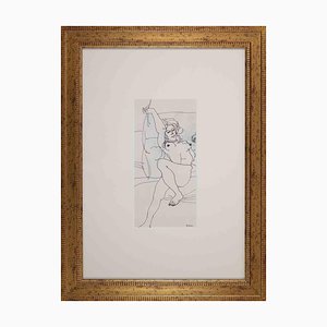 Sergio Barletta, Nude of Woman, Ink Drawing, 1970s, Framed