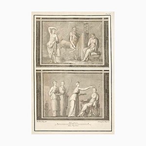 Pietro Campana, Herculanum Fresque Romaine, Gravure, 18ème Siècle