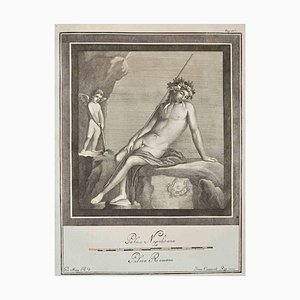 Giovanni Elia Morghen, Ancient Roman Fresco Herculaneum, Original Etching, 18th Century