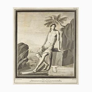 Vincenzo Campana, Ancient Roman Fresco Herculaneum, Etching, 18th Century