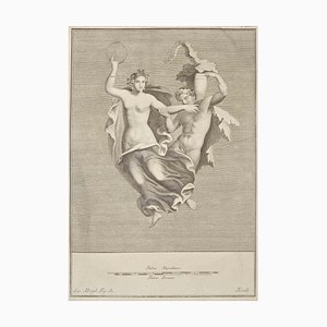 Giovanni Elia Morghen, Ancient Roman Fresco Herculaneum, Original Etching, 18th Century