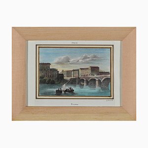 View of Turin, Lithograph, Mid-19th Century, Framed