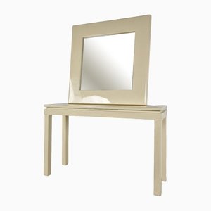 Vintage Lacquer Console with Mirror by Jean Claude Mahey, France, 1980s