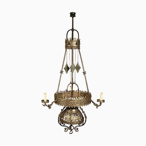 Medieval Iron Luster Handforged Chandelier, Germany, 1890s