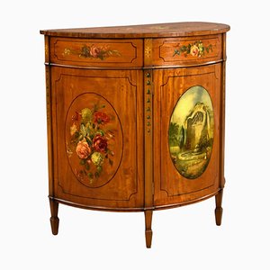 20th Century English Edwardian Hand Painted Satinwood Side Cabinet, 1900s