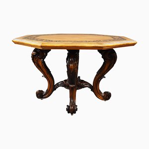 19th Century English Victorian Burr Walnut Centre Table, 1860s