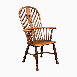19th Century English Yew & Elm High Back Windsor Chair, 1820s