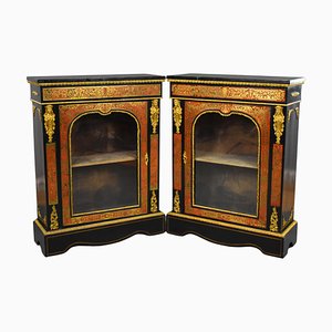 19th Century French Ebonised Boulle Pier Cabinets, 1860s, Set of 2