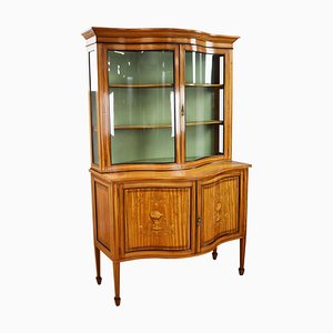 19th Century Victorian English Satinwood Display Cabinet