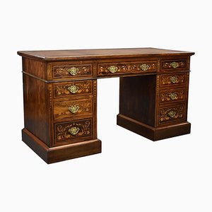 19th Century Victorian English Rosewood & Marquetry Writing Table