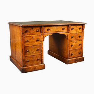 19th Century Victorian English Oak Writing Desk