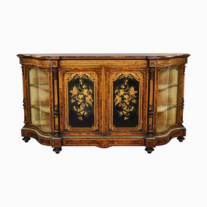 19th Century Victorian English Burl Walnut Marquetry Credenza attributed to Gillow