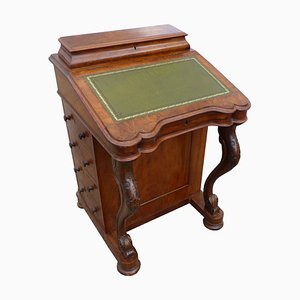 19th Century Victorian English Burr Walnut Davenport Writing Desk
