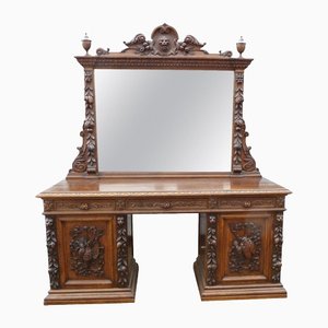 19th Century Victorian Carved Oak Dressing Table