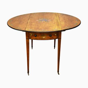 20th Century Edwardian Satinwood Hand-Painted Pembroke Table