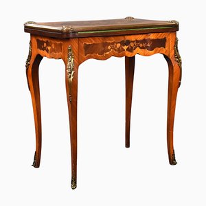 19th Century Victorian English Walnut & Marquetry Card Table
