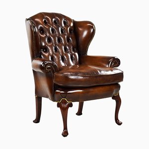 George II Brown Leather Armchair