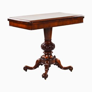 Viktorianischer englischer Kartentisch aus Wurzel- & Nussholz, 19. Jh