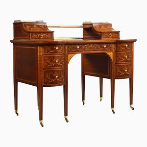 19th Century Victorian English Marquetry Inlaid Carlton House Desk