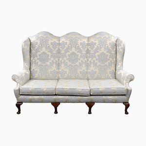 Antique Queen Anne Style English Wing Back Sofa