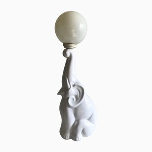 Lampe Éléphant en Céramique avec Ampoule Boule en Verre, 1980s