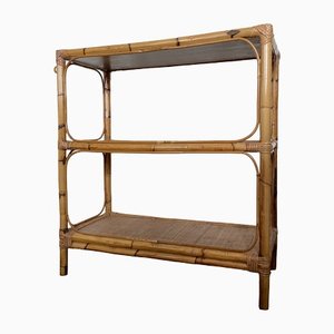 Italian Rattan and Bamboo Shelving Unit by Dal Vera, 1970s